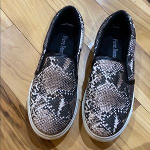 Girls snakeskin slip on sneakers